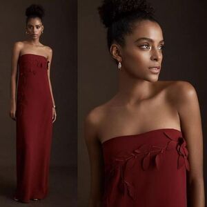 NWT Sachin + Babi Strapless Burgundy Evening Gown